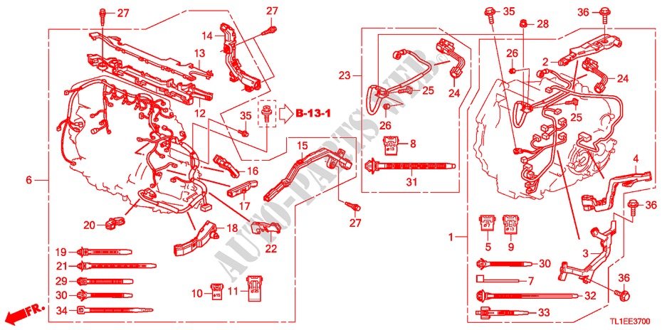 MOTOR BEDRADINGSBUNDEL(DIESEL) voor Honda ACCORD 2.2 ES 4 deuren 6-versnellings handgeschakelde versnellingsbak 2011