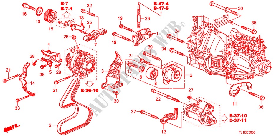 MOTOR BEVESTIGING BEUGEL(DIESEL) voor Honda ACCORD 2.2 ES 4 deuren 6-versnellings handgeschakelde versnellingsbak 2011