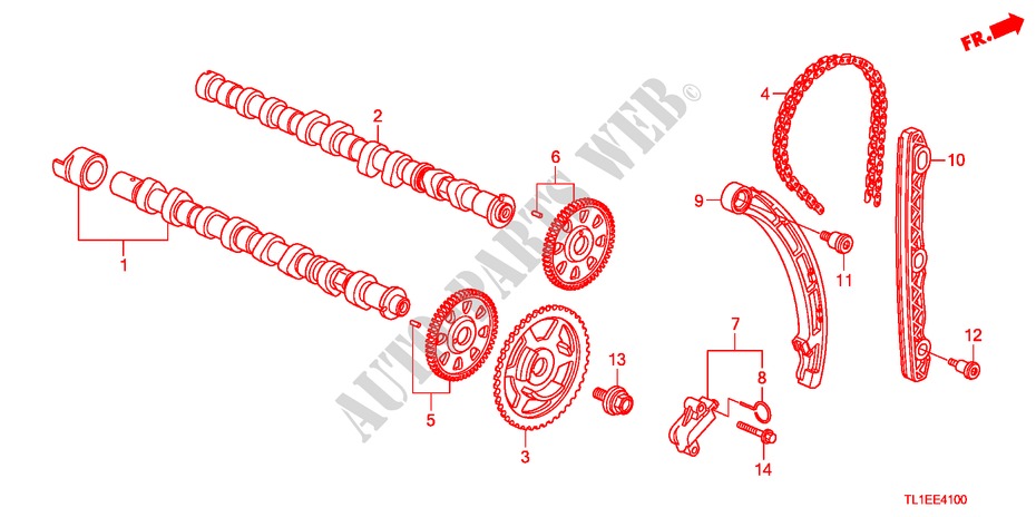 NOKKENAS/NOK KETTING(DIESEL) voor Honda ACCORD 2.2 ES 4 deuren 6-versnellings handgeschakelde versnellingsbak 2011