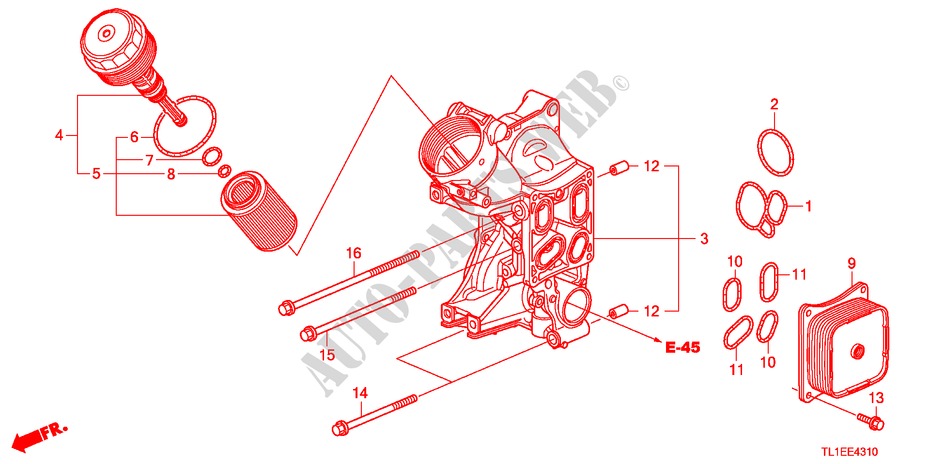 OLIEFILTER HOUDER(DIESEL) voor Honda ACCORD 2.2 ES 4 deuren 6-versnellings handgeschakelde versnellingsbak 2011