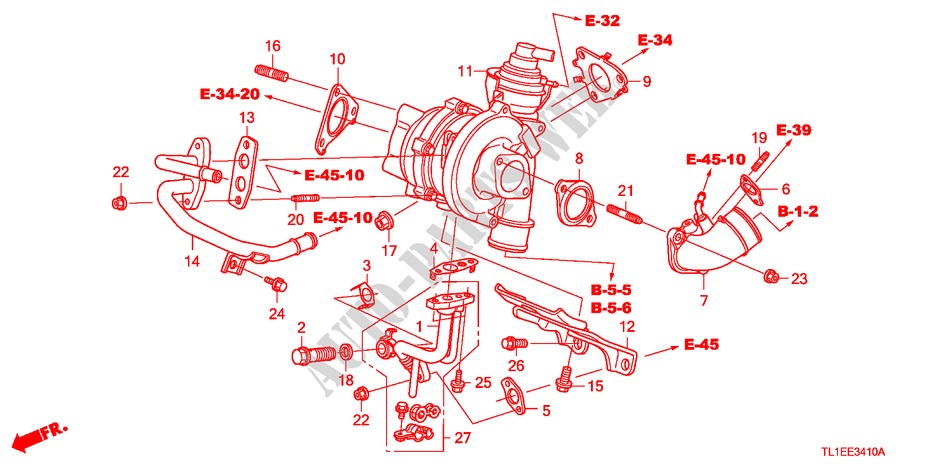 TURBOLADER(DIESEL) voor Honda ACCORD 2.2 ES 4 deuren 6-versnellings handgeschakelde versnellingsbak 2011