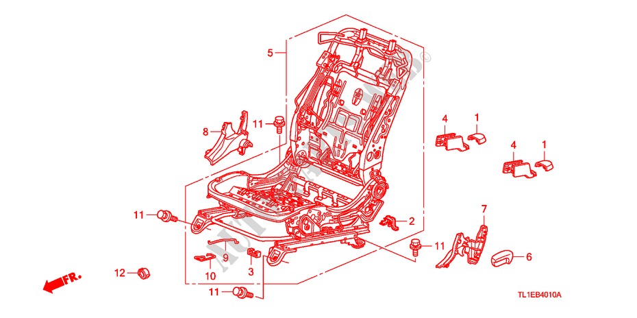 V. ZITTING COMPONENTEN(L.)(HANDMATIGE ZITTING) voor Honda ACCORD 2.2 ES 4 deuren 6-versnellings handgeschakelde versnellingsbak 2011