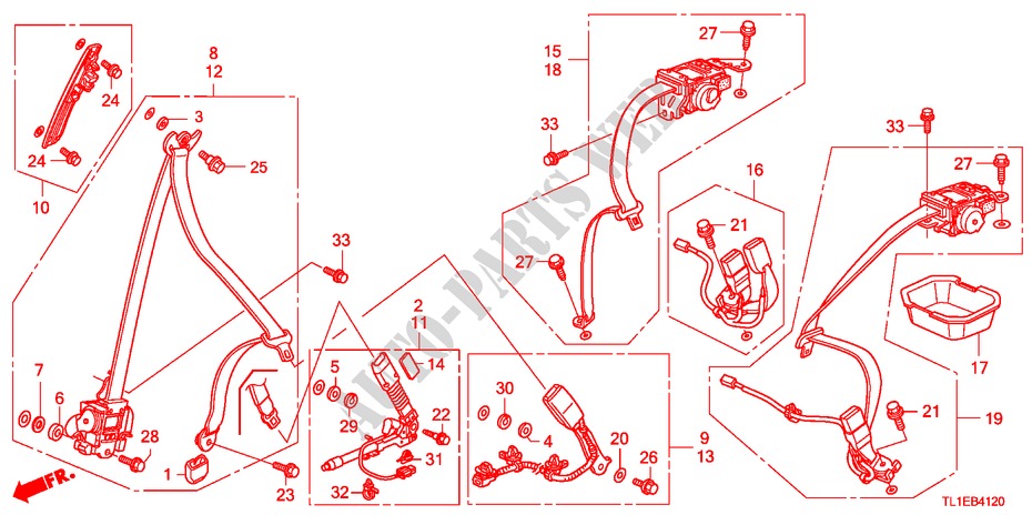 VEILIGHEIDSRIEMEN voor Honda ACCORD 2.2 ES 4 deuren 6-versnellings handgeschakelde versnellingsbak 2011