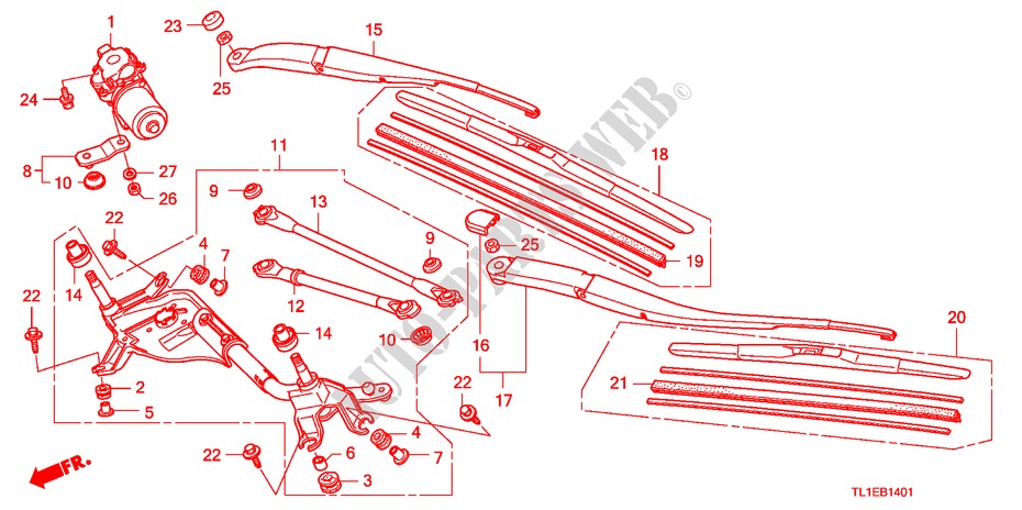 VOOR RUITESPROEIER(RH) voor Honda ACCORD 2.2 ES 4 deuren 6-versnellings handgeschakelde versnellingsbak 2011