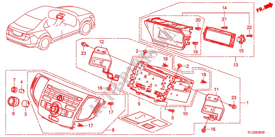 AUDIO UNIT voor Honda ACCORD 2.4 TYPE S 4 deuren 6-versnellings handgeschakelde versnellingsbak 2012