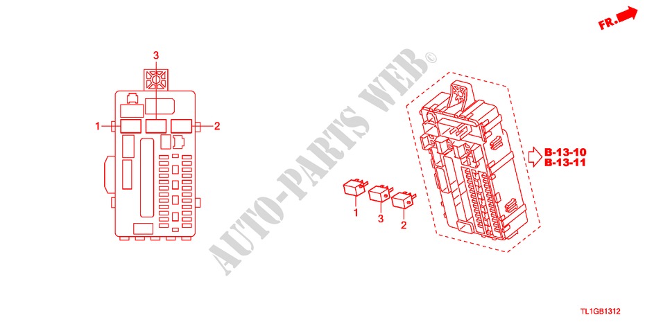 BEDIENINGSEENNEID(CABINE)(2) voor Honda ACCORD 2.4 TYPE S 4 deuren 6-versnellings handgeschakelde versnellingsbak 2012