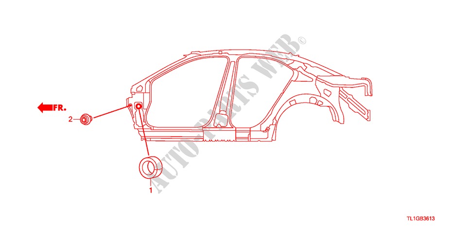 DOORVOERTULLE(ZIJ) voor Honda ACCORD 2.4 TYPE S 4 deuren 6-versnellings handgeschakelde versnellingsbak 2012