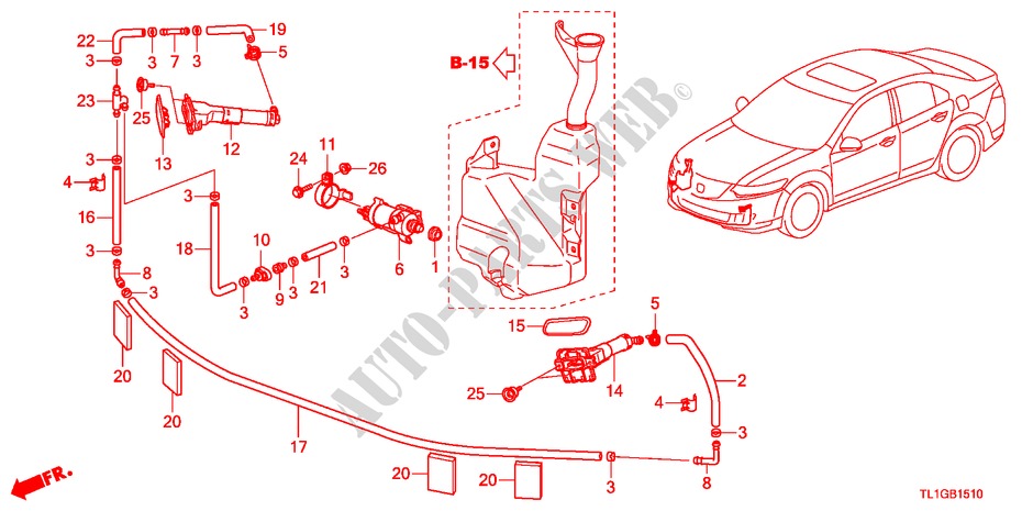 KOPLAMP SPROEIERWISSER voor Honda ACCORD 2.4 TYPE S 4 deuren 6-versnellings handgeschakelde versnellingsbak 2012
