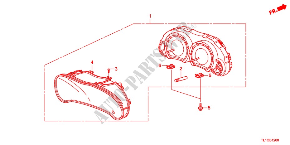 METER voor Honda ACCORD 2.4 TYPE S 4 deuren 6-versnellings handgeschakelde versnellingsbak 2012