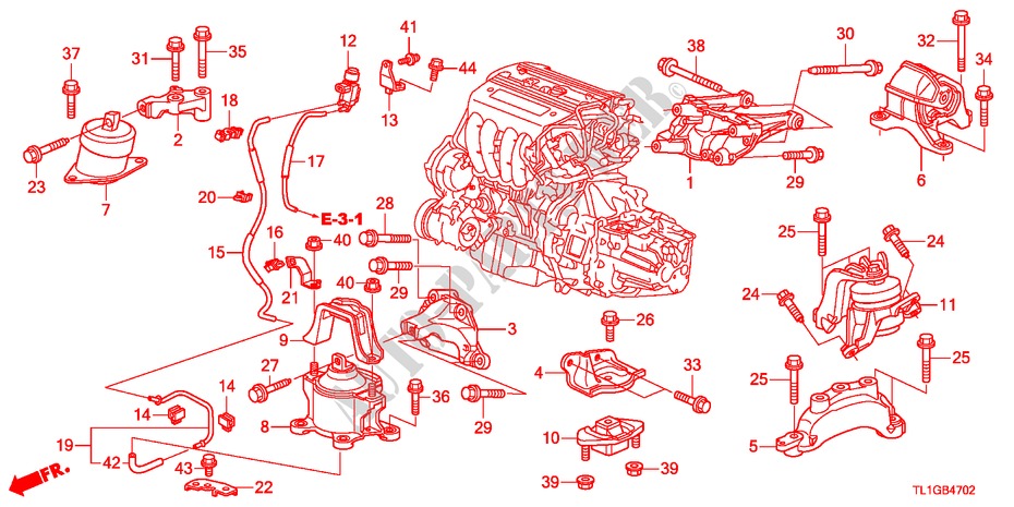 MOTOR BEVESTIGINGEN(2.4L)(MT) voor Honda ACCORD 2.4 TYPE S 4 deuren 6-versnellings handgeschakelde versnellingsbak 2012