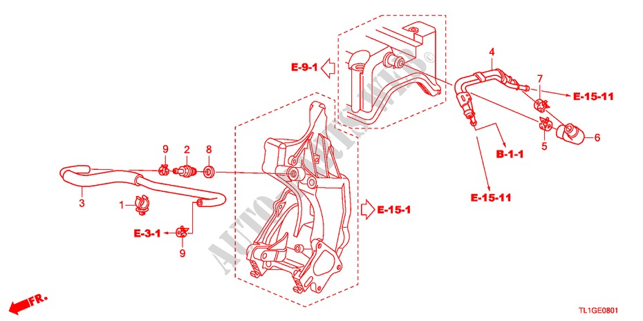 ONTLUCHTSLANG(2.4L) voor Honda ACCORD 2.4 TYPE S 4 deuren 6-versnellings handgeschakelde versnellingsbak 2012