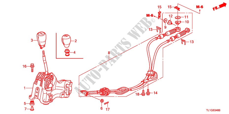 OVERSCHAKELHENDEL voor Honda ACCORD 2.4 TYPE S 4 deuren 6-versnellings handgeschakelde versnellingsbak 2012