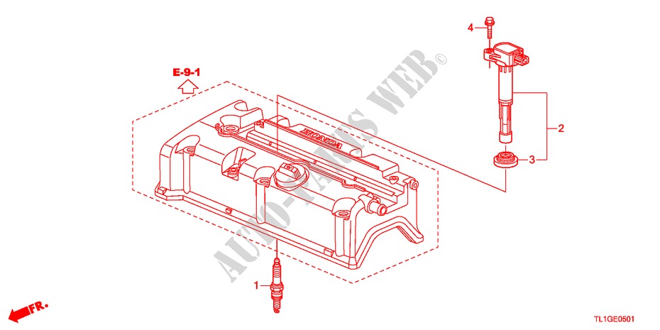 STEKKER GAT SPOEL/PLUG(2.4L) voor Honda ACCORD 2.4 TYPE S 4 deuren 6-versnellings handgeschakelde versnellingsbak 2012