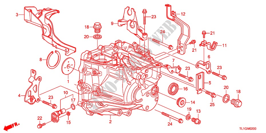 TRANSMISSIE HUIS voor Honda ACCORD 2.4 TYPE S 4 deuren 6-versnellings handgeschakelde versnellingsbak 2012