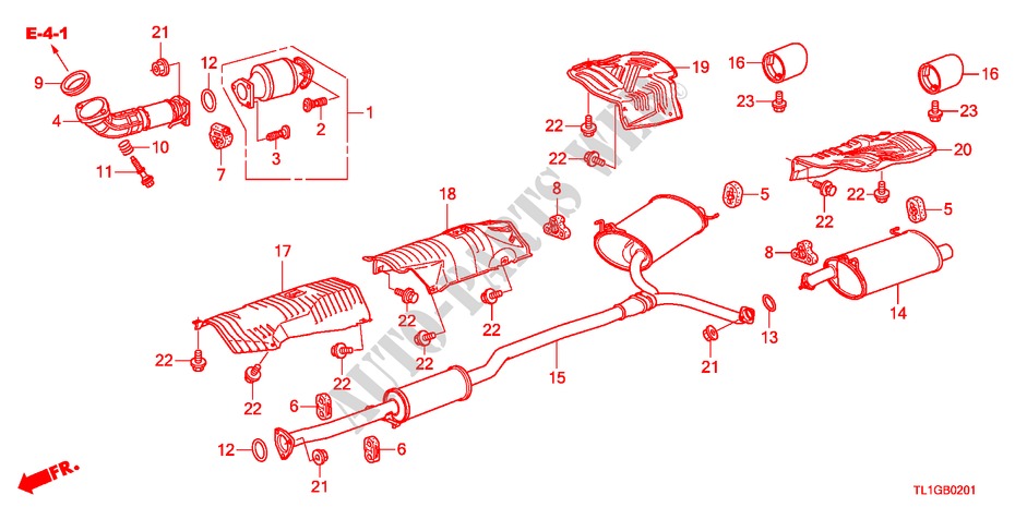UITLAATPIJP(2.4L) voor Honda ACCORD 2.4 TYPE S 4 deuren 6-versnellings handgeschakelde versnellingsbak 2012