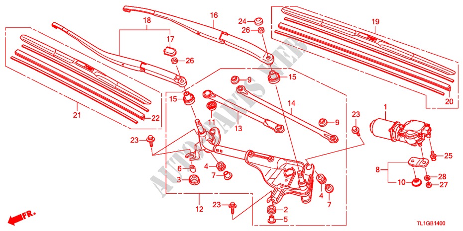 VOOR RUITESPROEIER(LH) voor Honda ACCORD 2.4 TYPE S 4 deuren 6-versnellings handgeschakelde versnellingsbak 2012