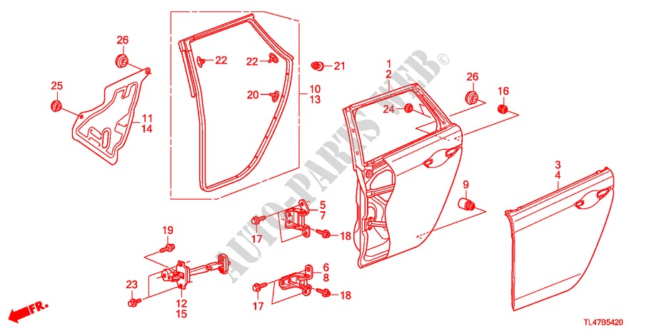 ACHTER PORTIER PANELEN voor Honda ACCORD TOURER 2.4 EX 5 deuren 5-traps automatische versnellingsbak 2009