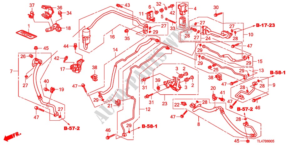 AIRCONDITIONER (SLANGEN/PIJPEN)(DIESEL)(RH) voor Honda ACCORD TOURER 2.2 ES-GT 5 deuren 6-versnellings handgeschakelde versnellingsbak 2009