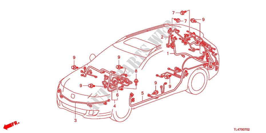 BEDRADINGSBUNDEL(2) (LH) voor Honda ACCORD TOURER 2.4 EXECUTIVE 5 deuren 6-versnellings handgeschakelde versnellingsbak 2009