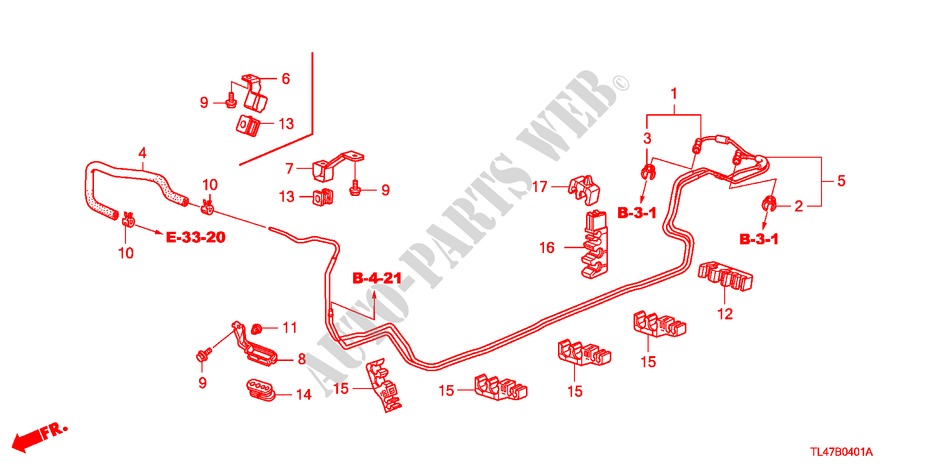 BRANDSTOF PIJP(DIESEL) (MT) voor Honda ACCORD TOURER 2.2 ES-GT 5 deuren 6-versnellings handgeschakelde versnellingsbak 2009