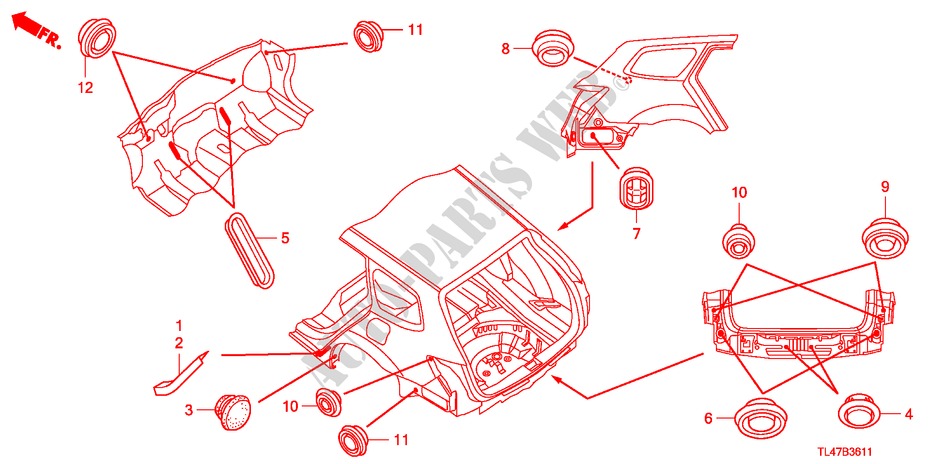 DOORVOERTULLE(ACHTER) voor Honda ACCORD TOURER 2.0 EXECUTIVE 5 deuren 5-traps automatische versnellingsbak 2009