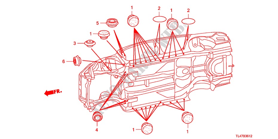 DOORVOERTULLE(ONDER) voor Honda ACCORD TOURER 2.2 EXECUTIVE 5 deuren 6-versnellings handgeschakelde versnellingsbak 2009