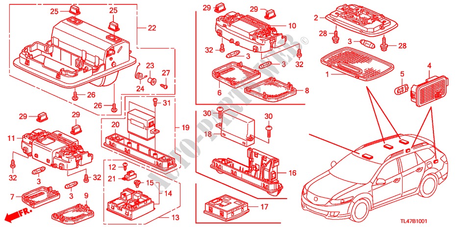 INTERIEUR VERLICHTING(2) voor Honda ACCORD TOURER 2.2 ELEGANCE 5 deuren 5-traps automatische versnellingsbak 2009