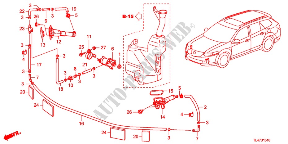 KOPLAMP SPROEIERWISSER voor Honda ACCORD TOURER 2.2 ELEGANCE 5 deuren 5-traps automatische versnellingsbak 2009