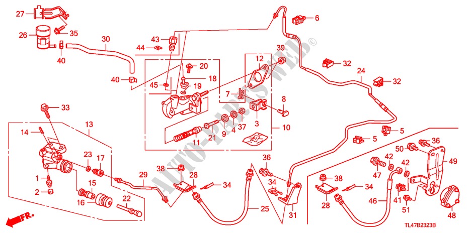 KOPPELING HOOFDCILINDER (DIESEL) (RH) voor Honda ACCORD TOURER 2.2 ES-GT 5 deuren 6-versnellings handgeschakelde versnellingsbak 2009