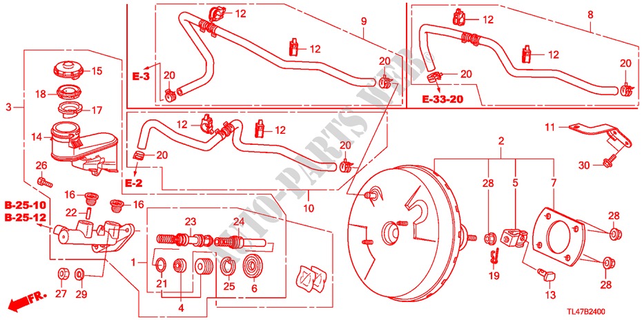 REM HOOFDCILINDER/ HOOFDSPANNING(LH) voor Honda ACCORD TOURER 2.0 S 5 deuren 6-versnellings handgeschakelde versnellingsbak 2009