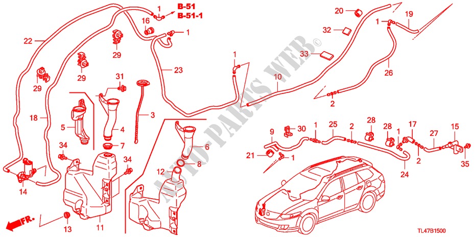 RUITESPROEIER voor Honda ACCORD TOURER 2.2 ES-GT 5 deuren 6-versnellings handgeschakelde versnellingsbak 2009