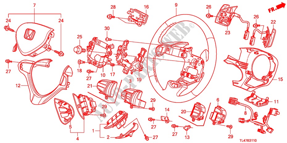 STUURWIEL(SRS) voor Honda ACCORD TOURER 2.2 EXECUTIVE 5 deuren 6-versnellings handgeschakelde versnellingsbak 2009