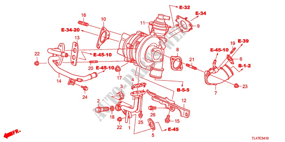 TURBOLADER(DIESEL) voor Honda ACCORD TOURER 2.2 ELEGANCE 5 deuren 6-versnellings handgeschakelde versnellingsbak 2009