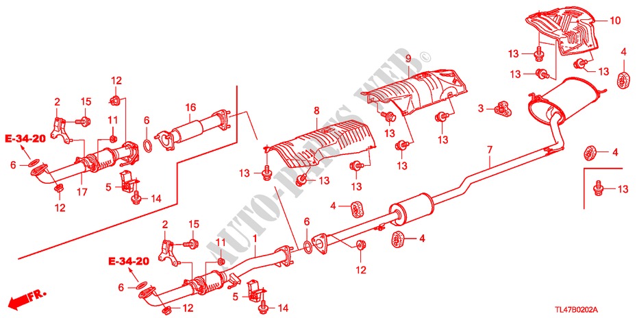 UITLAATPIJP(DIESEL) voor Honda ACCORD TOURER 2.2 ES-GT 5 deuren 6-versnellings handgeschakelde versnellingsbak 2009