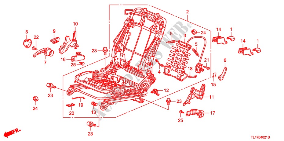 V. ZITTING COMPONENTEN (R.)(HANDBEDIENENDE HOOGTE) voor Honda ACCORD TOURER 2.2 ES-GT 5 deuren 6-versnellings handgeschakelde versnellingsbak 2009