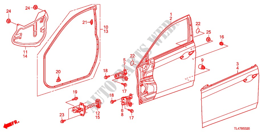 VOOR PORTIER PANELEN voor Honda ACCORD TOURER 2.2 EXECUTIVE 5 deuren 5-traps automatische versnellingsbak 2009