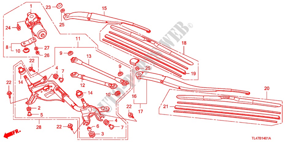 VOOR RUITESPROEIER (RH) voor Honda ACCORD TOURER 2.2 EX-GT 5 deuren 6-versnellings handgeschakelde versnellingsbak 2009