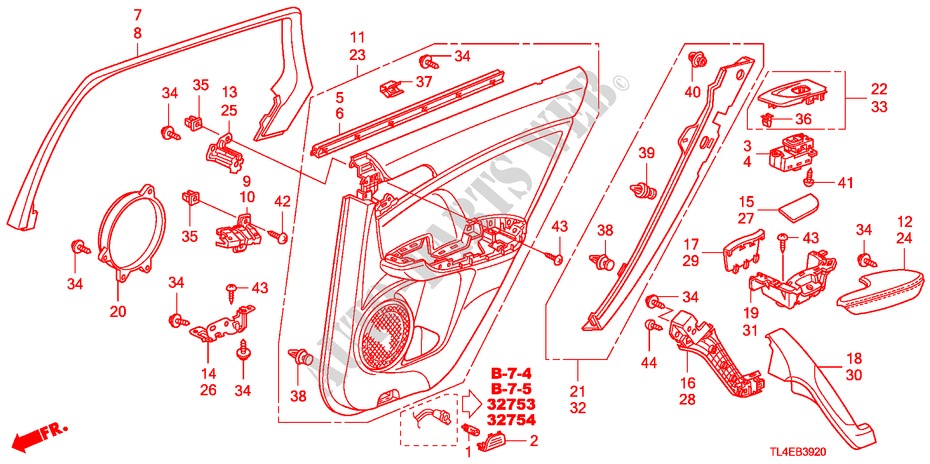 ACHTER PORTIER VOERING voor Honda ACCORD TOURER 2.4 EXECUTIVE 5 deuren 5-traps automatische versnellingsbak 2010