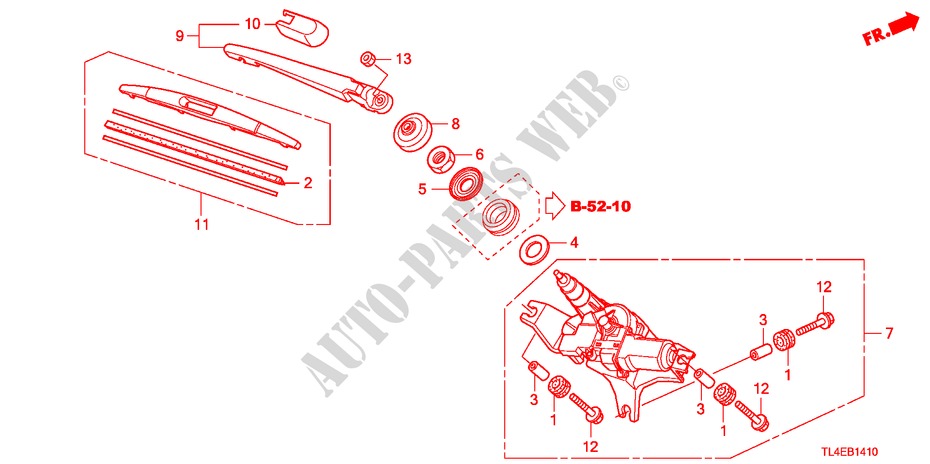 ACHTER WISSER voor Honda ACCORD TOURER 2.4 EXECUTIVE 5 deuren 5-traps automatische versnellingsbak 2010