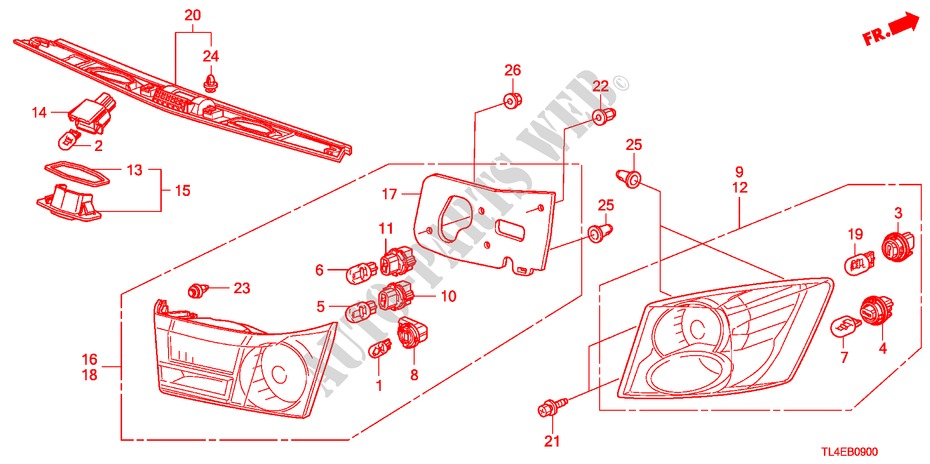 ACHTERLICHT/KENTEKEN LICHT voor Honda ACCORD TOURER 2.4 EXECUTIVE 5 deuren 5-traps automatische versnellingsbak 2010