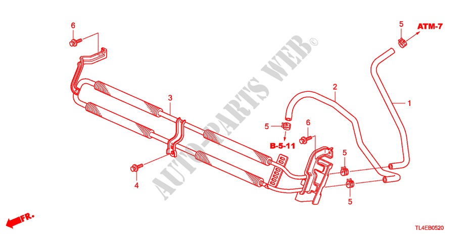 ATF KOELER voor Honda ACCORD TOURER 2.4 EXECUTIVE 5 deuren 5-traps automatische versnellingsbak 2010