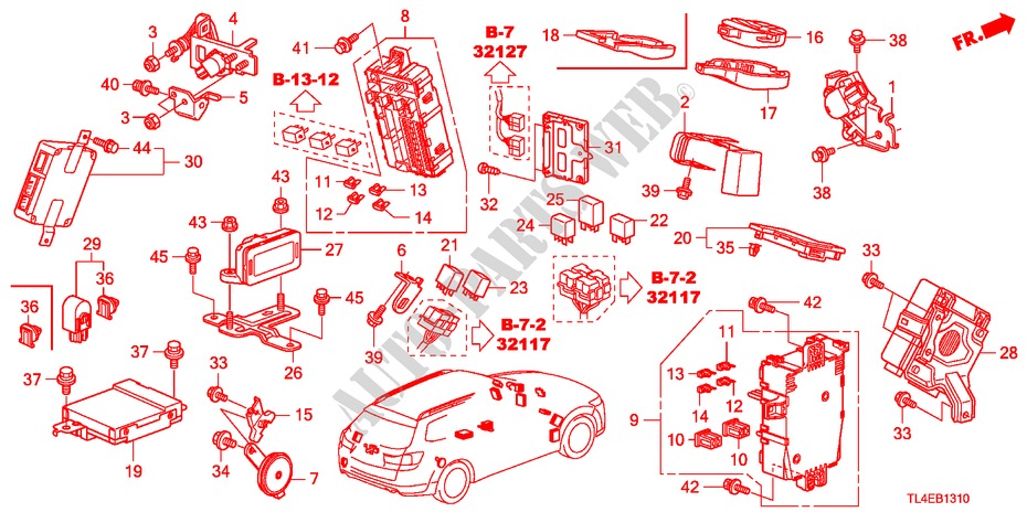 BEDIENINGSEENNEID(CABINE)(1)(LH) voor Honda ACCORD TOURER 2.2 EXECUTIVE 5 deuren 5-traps automatische versnellingsbak 2011