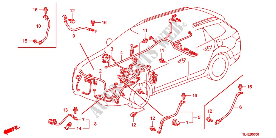 BEDRADINGSBUNDEL(1)(LH) voor Honda ACCORD TOURER 2.2 EXECUTIVE 5 deuren 6-versnellings handgeschakelde versnellingsbak 2011