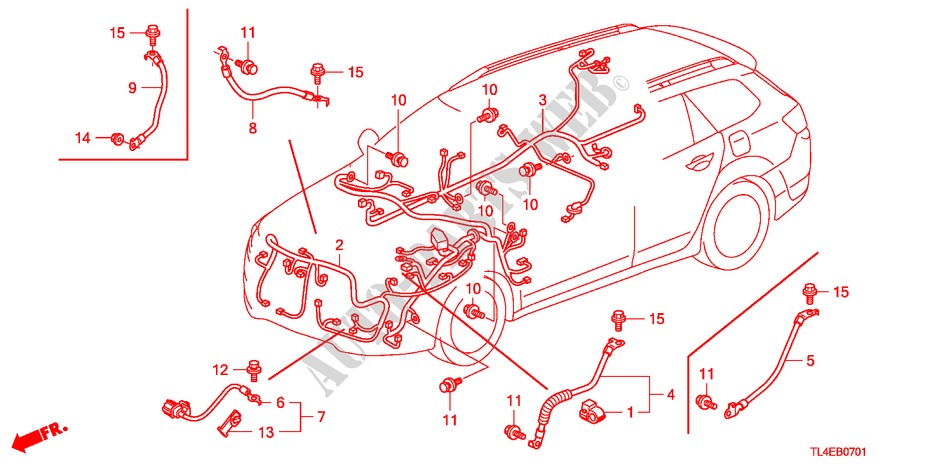 BEDRADINGSBUNDEL(1)(RH) voor Honda ACCORD TOURER 2.2 SE 5 deuren 6-versnellings handgeschakelde versnellingsbak 2010