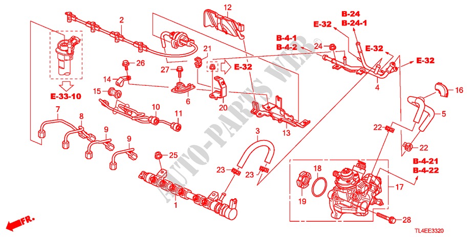 BRANDSTOF RAIL/HOGE DRUK POMP(DIESEL) voor Honda ACCORD TOURER 2.2 ES-GT 5 deuren 5-traps automatische versnellingsbak 2010