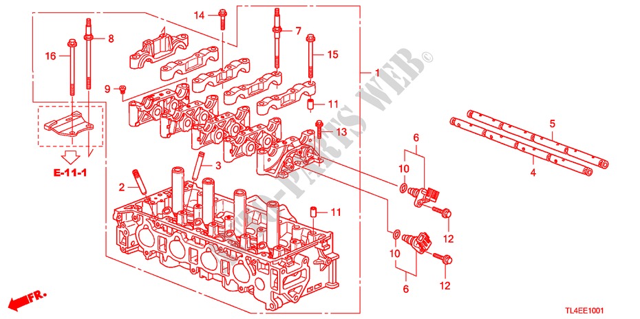 CILINDERKOP(2.4L) voor Honda ACCORD TOURER 2.4 EXECUTIVE 5 deuren 5-traps automatische versnellingsbak 2010