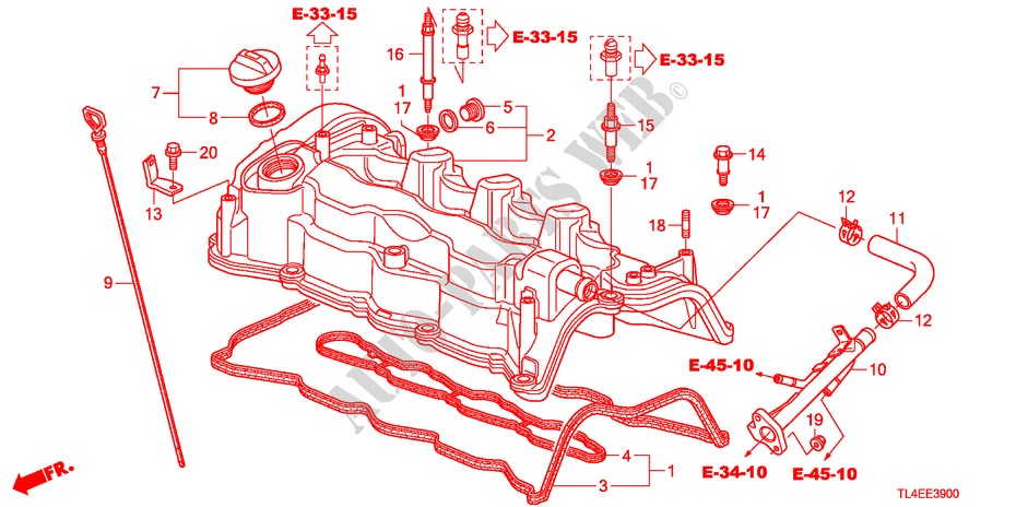 CILINDERKOP AFDEKKING(DIESEL) voor Honda ACCORD TOURER 2.2 EXECUTIVE 5 deuren 6-versnellings handgeschakelde versnellingsbak 2011