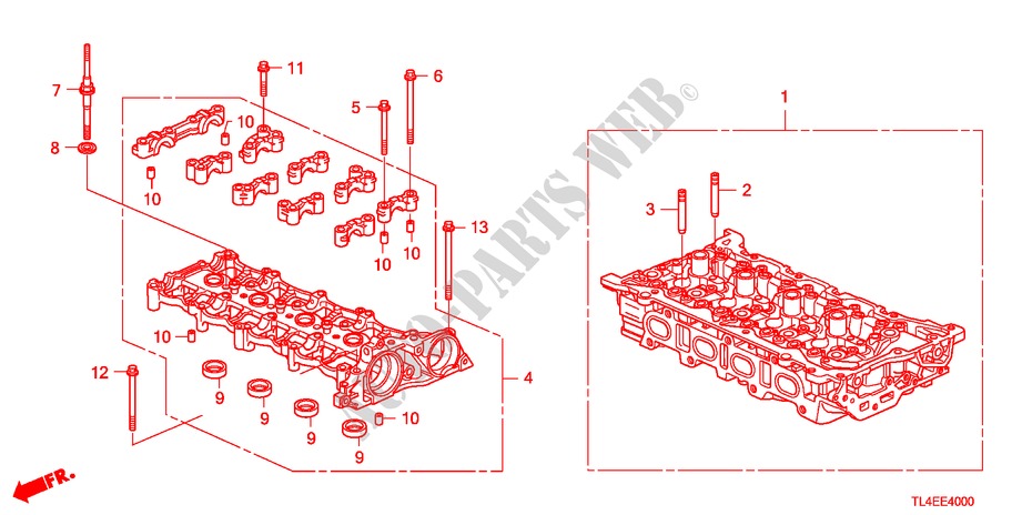 CILINDERKOP(DIESEL) voor Honda ACCORD TOURER 2.2 EXECUTIVE 5 deuren 5-traps automatische versnellingsbak 2010