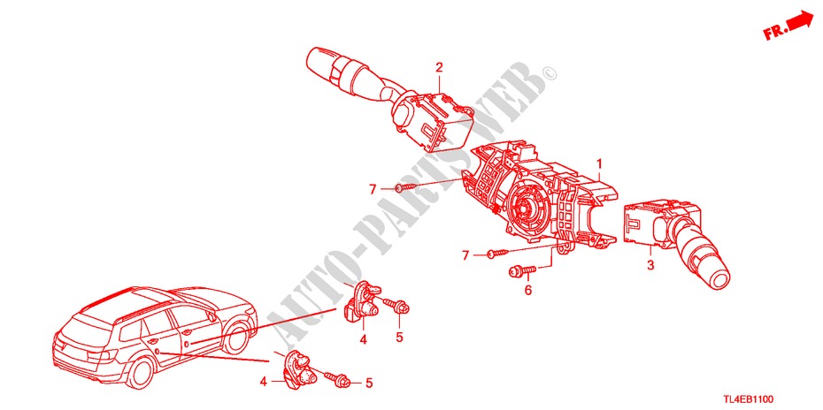COMBINATIESCHAKELAAR voor Honda ACCORD TOURER 2.2 EXECUTIVE 5 deuren 5-traps automatische versnellingsbak 2011