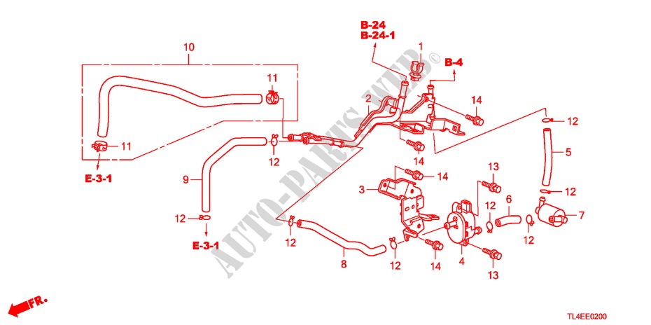 INSTALLATIEPIJP/SLANGEN(2.4L) voor Honda ACCORD TOURER 2.4 EXECUTIVE 5 deuren 5-traps automatische versnellingsbak 2010